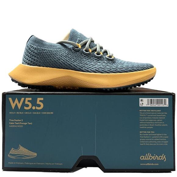 NEW Allbirds Tree Dasher 2 SIZE 5.5 Calm Teal Knit Active Run Shoe Sneaker NIB - Picture 1 of 16
